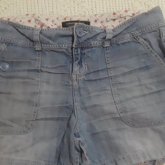 London Jean Denim Jean Shorts Cutoffs W/Pink Thread SZ-10 (T-395) - Picture 5 of 8